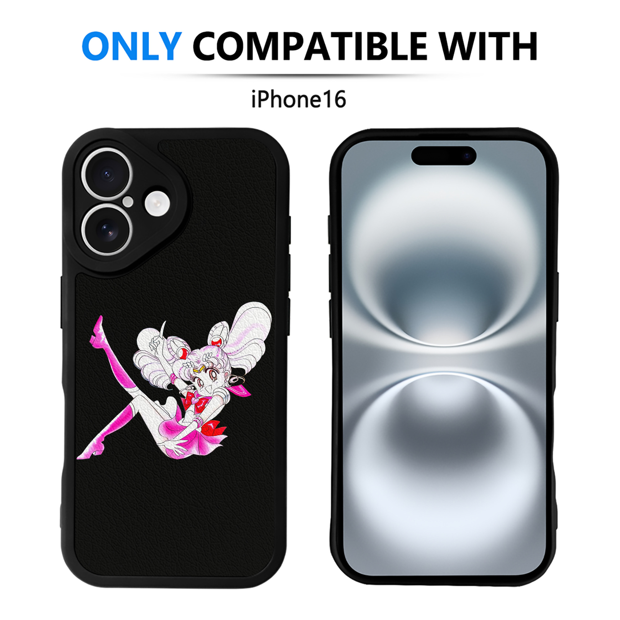 （画像用） 美少女戦士セーラームーン ちびうさ Sailor Moon Chibiusa Tsukino Usagi Small Lady Serenity 【iPhone 16シリーズ対応】シリコンスマホケース（レザー調） 材質：シリコン